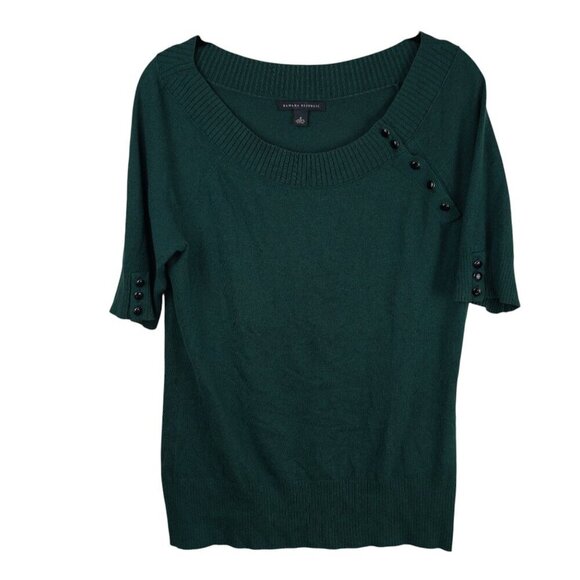 Banana Republic Womens Short Sleeve Sweater S Silk & Cotton Blend Green - Picture 1 of 7